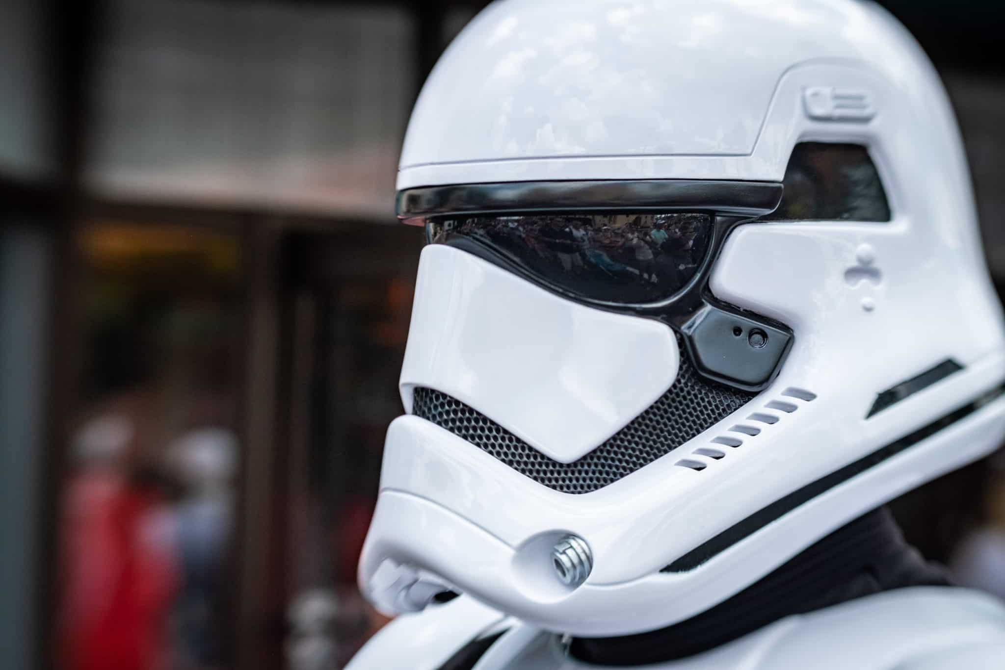 First Order Stormtroopers on patrol in Star Wars Galaxy's Edge at Hollywood Studios