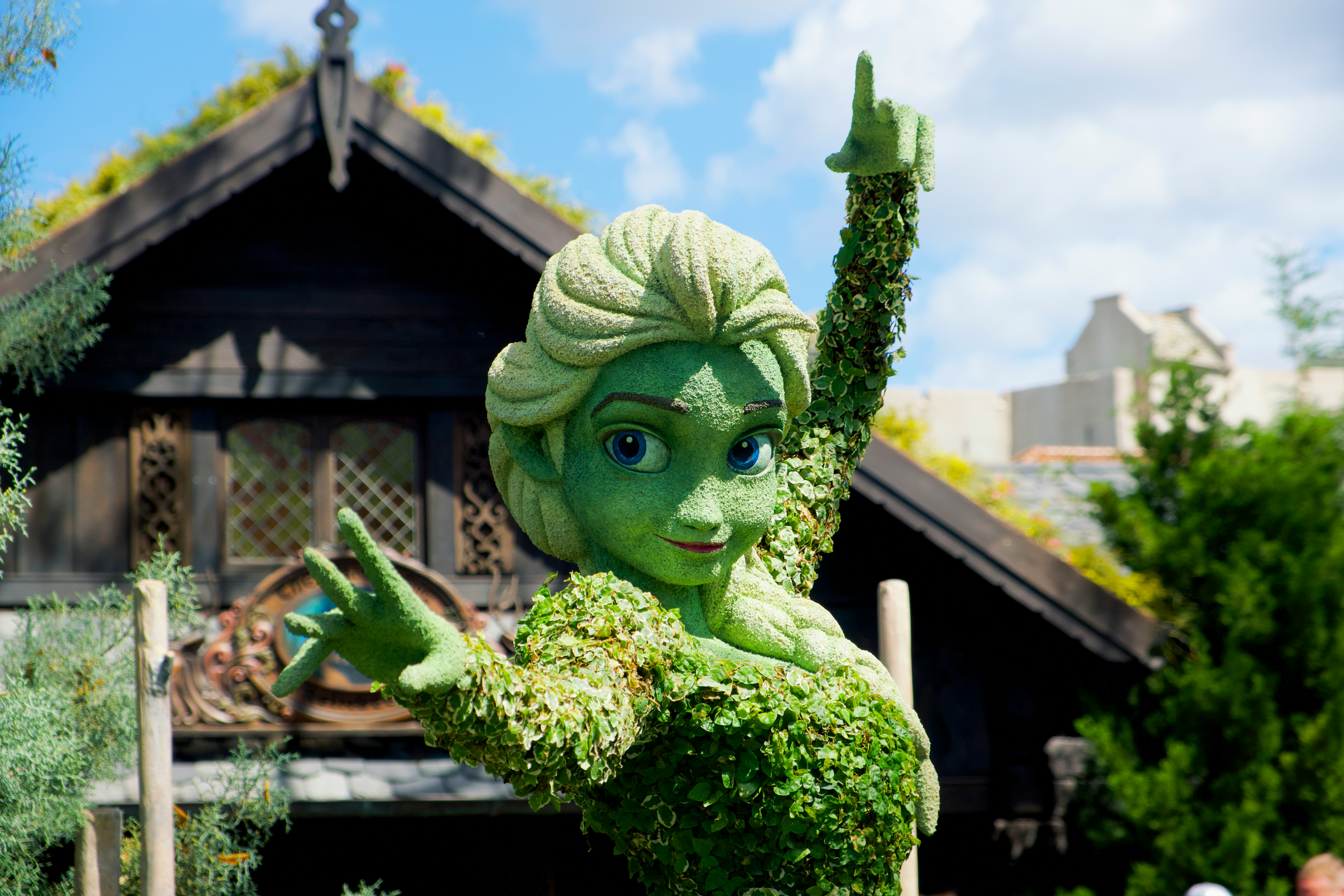 Elsa topiary made entirely from succulents at EPCOT Flower and Garden Festival