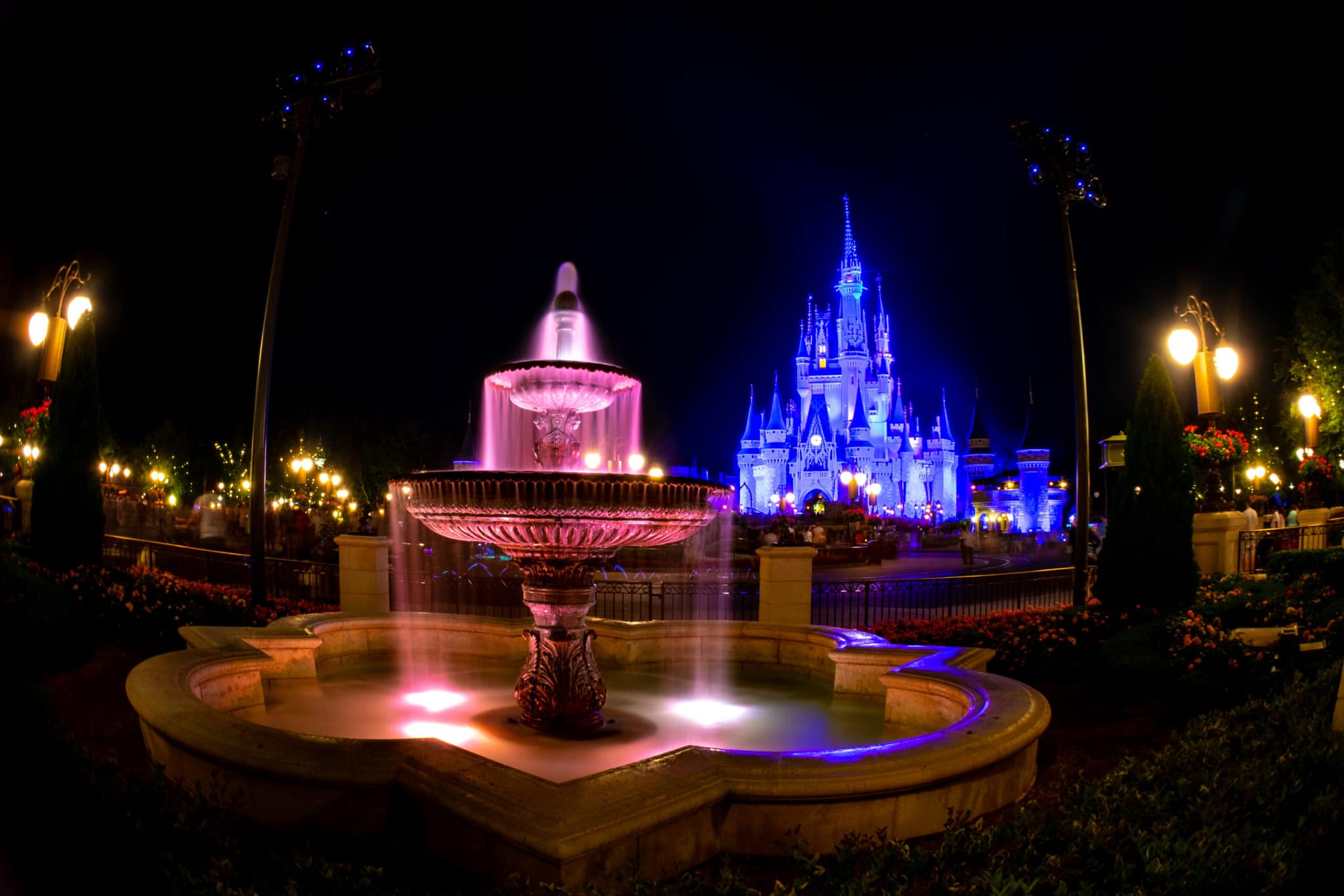 Cinderella Castle at night — the iconic marathon finish line view