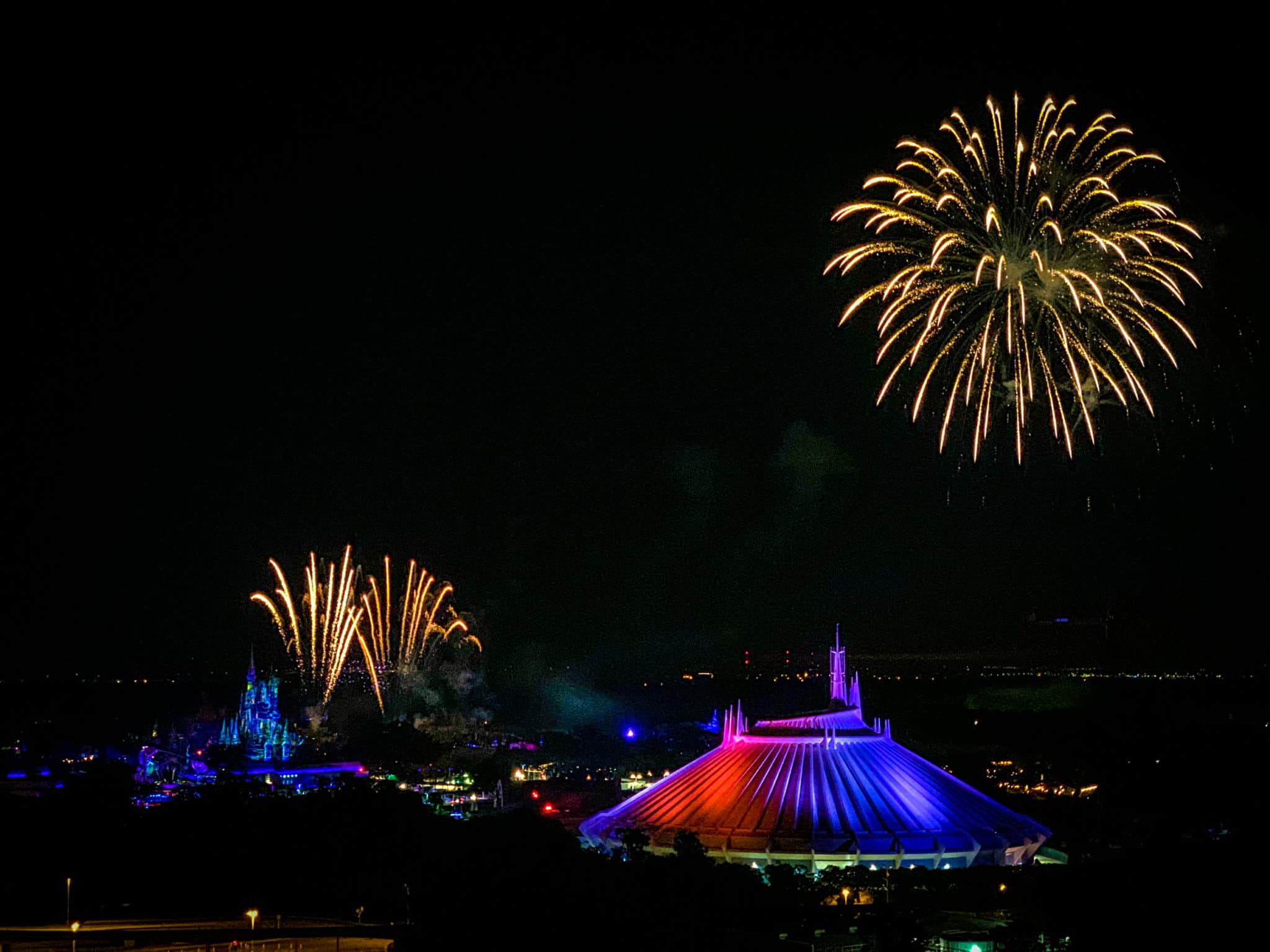Happily Ever After fireworks seen from Bay Lake Tower