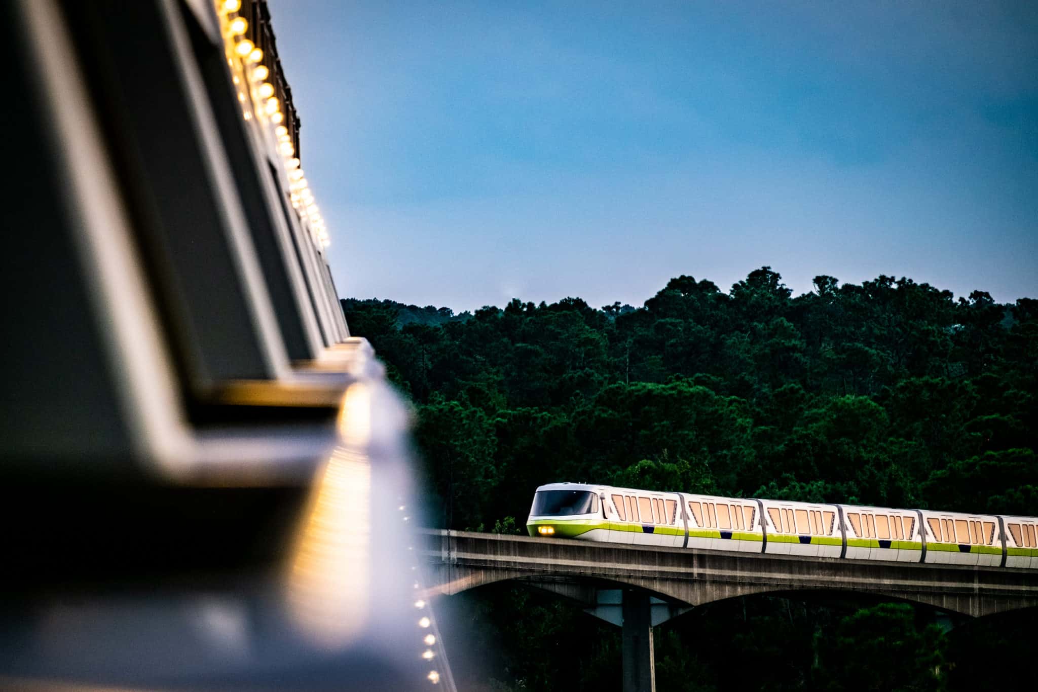 Monorail passing Disney's Contemporary Resort